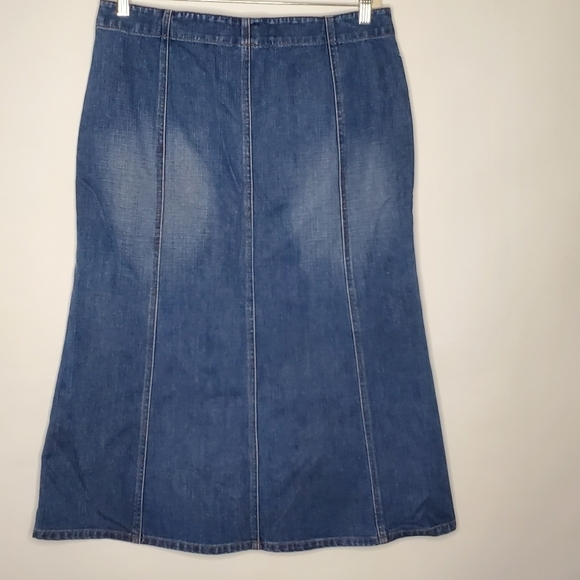Gap Jeans Denim Maxi Skirt Size 14 Cotton Button Front Modest Office Boho Y2K - Picture 4 of 9